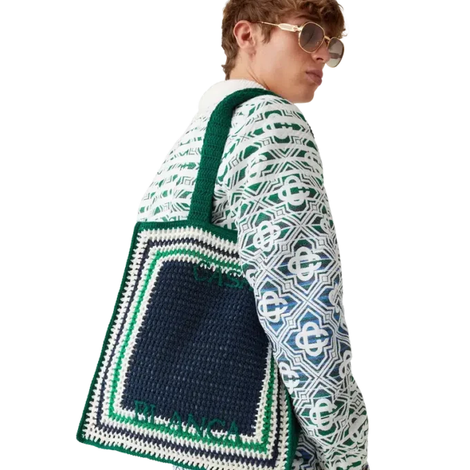 Gestreifte Häkel-Tasche