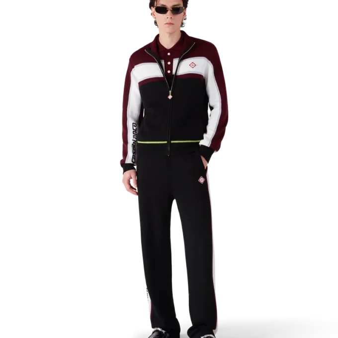 Gestreifte Merino-Strickjacke Gestreifte Merino-Strickjacke