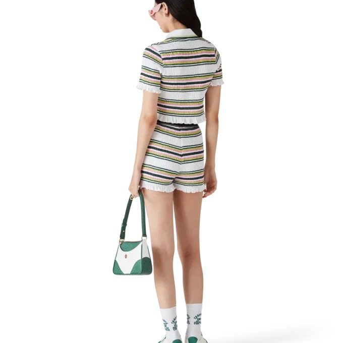 Gestreifte Shorts mit Raffungen