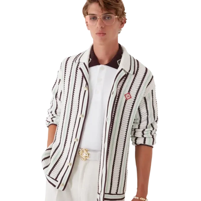 Gestreiftes Baumwoll-Häkelhemd Gestreiftes Baumwoll-Häkelhemd