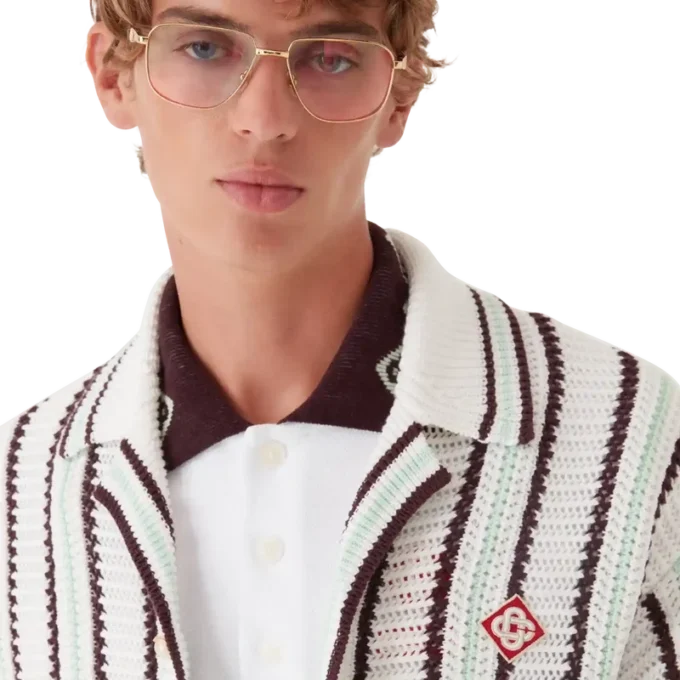 Gestreiftes Baumwoll-Häkelhemd Gestreiftes Baumwoll-Häkelhemd