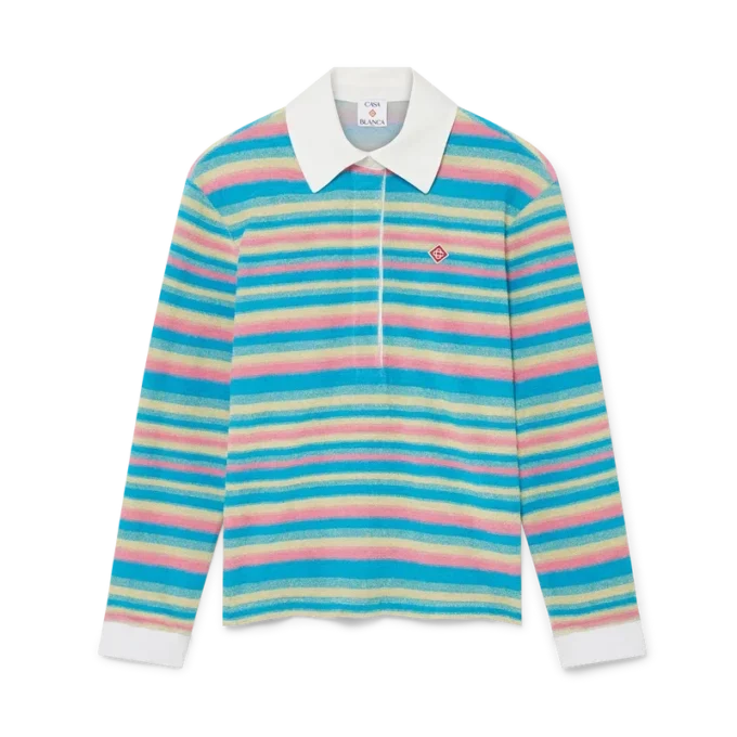 Gestreiftes Frottee-Poloshirt Gestreiftes Frottee-Poloshirt