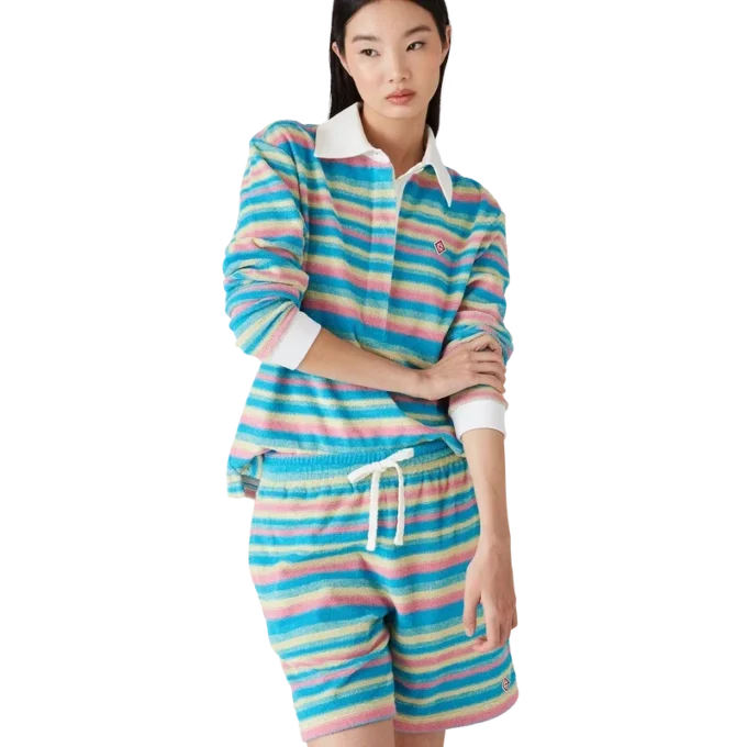 Gestreiftes Frottee-Poloshirt Gestreiftes Frottee-Poloshirt