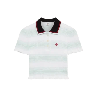 Gestreiftes, gerafftes Poloshirt