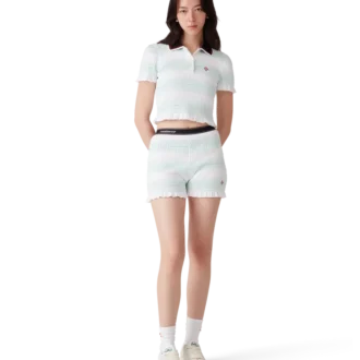 Gestreiftes, gerafftes Poloshirt