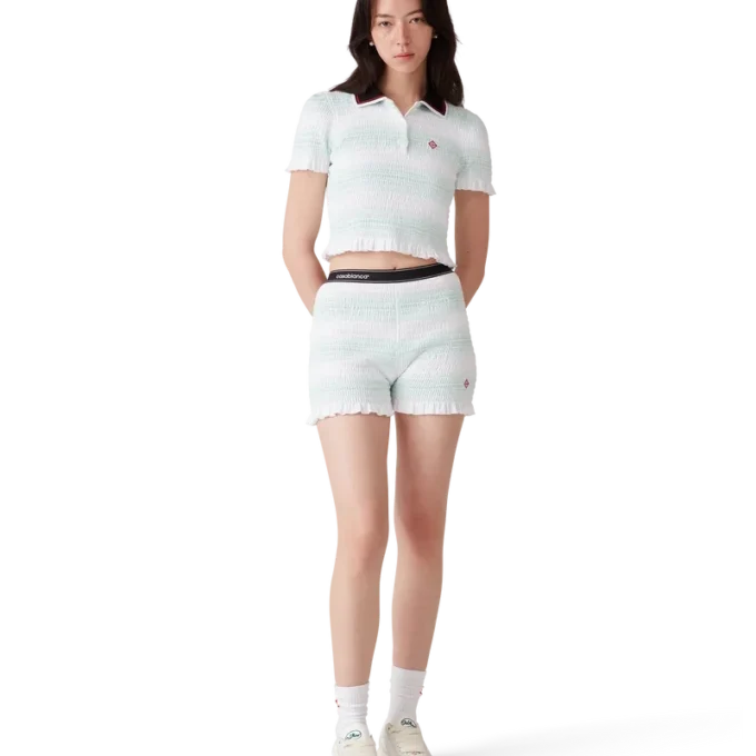 Gestreiftes, gerafftes Poloshirt