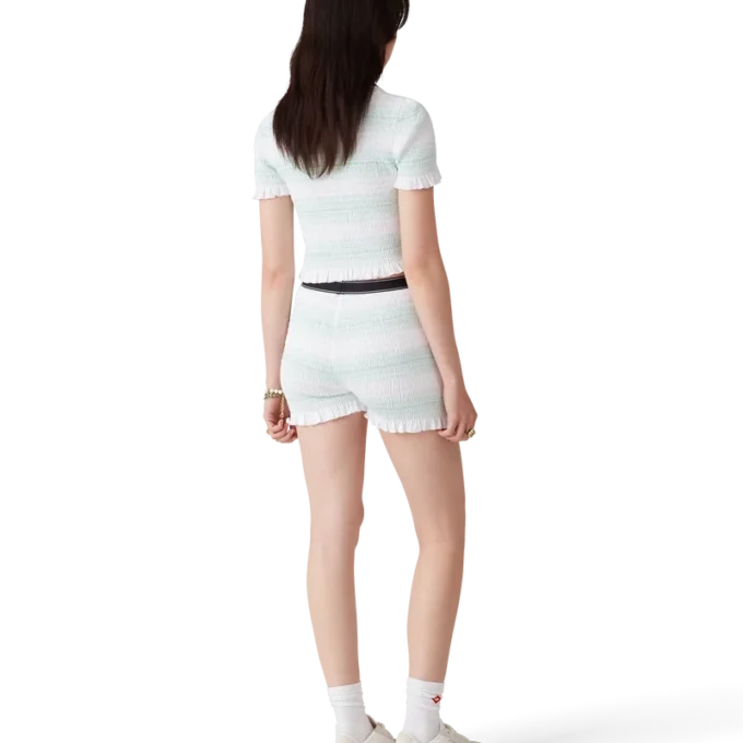 Gestreiftes, gerafftes Poloshirt