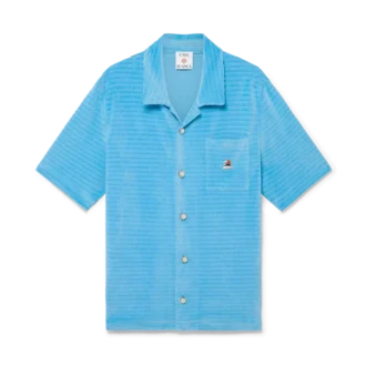 Gestreiftes Kurzarm-Shorts-Hemd aus Velours