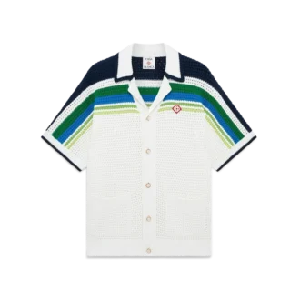 Gestreiftes Kurzarm-Strickhemd