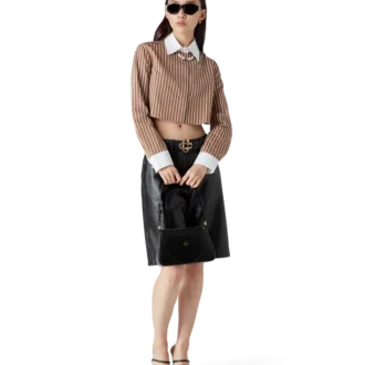 Gestreiftes, kurzes Langarm-Hemd