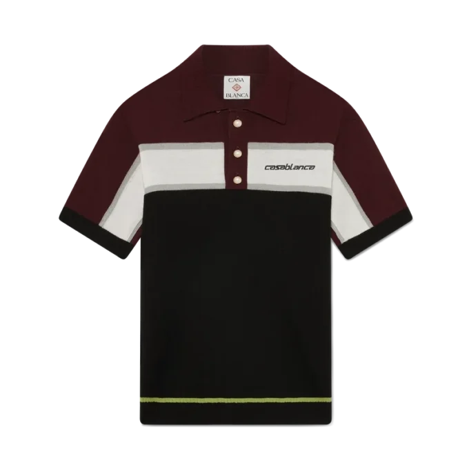 Gestreiftes Merino-Strick-Poloshirt