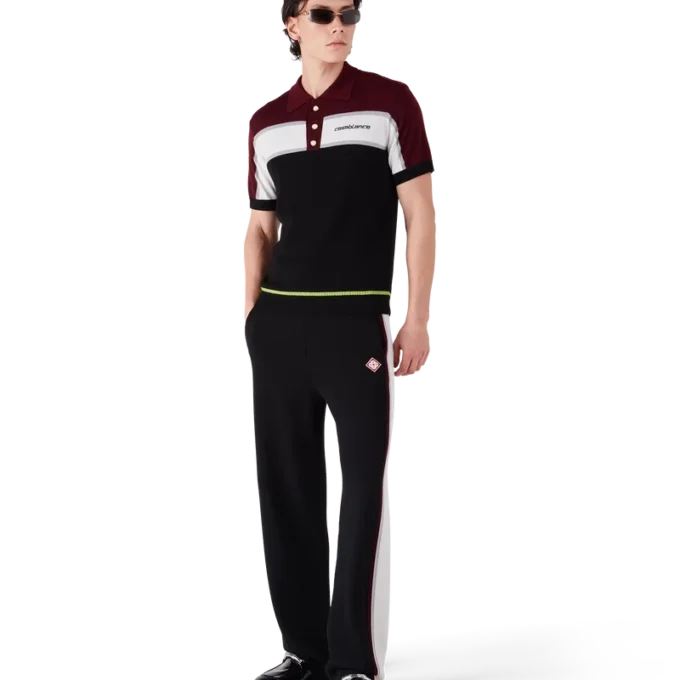 Gestreiftes Merino-Strick-Poloshirt