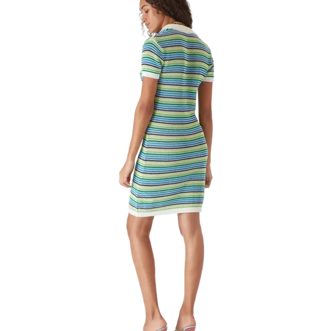 Gestreiftes Midi-Kleid mit kurzen Ärmeln