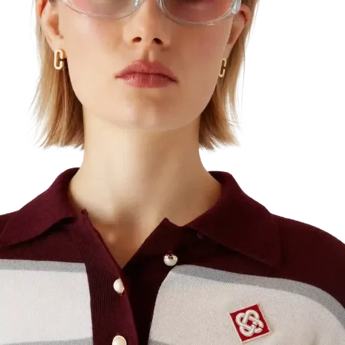 Gestreiftes Oversize-Poloshirt mit langen Ärmeln