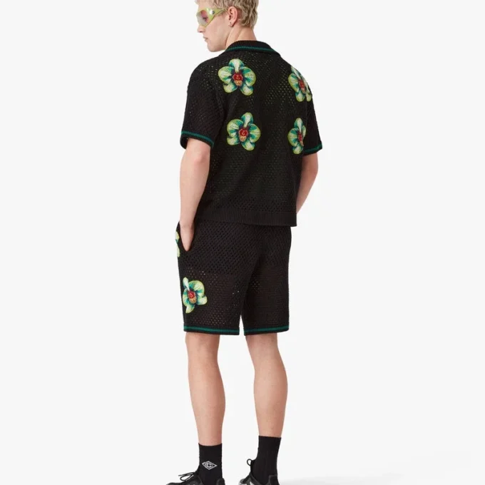 Glitch Orchid bestickte Häkel-Shorts