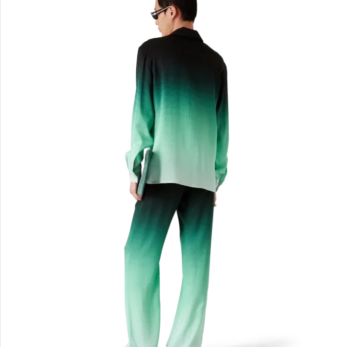 Gradient Ping Pong Jacquard Langarm-Seidenhemd