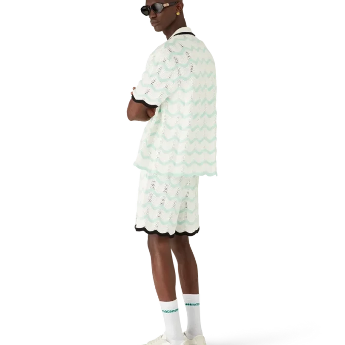 Gradient Wave Baumwoll-Häkel-Shorts