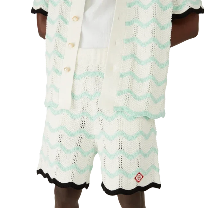 Gradient Wave Baumwoll-Häkel-Shorts