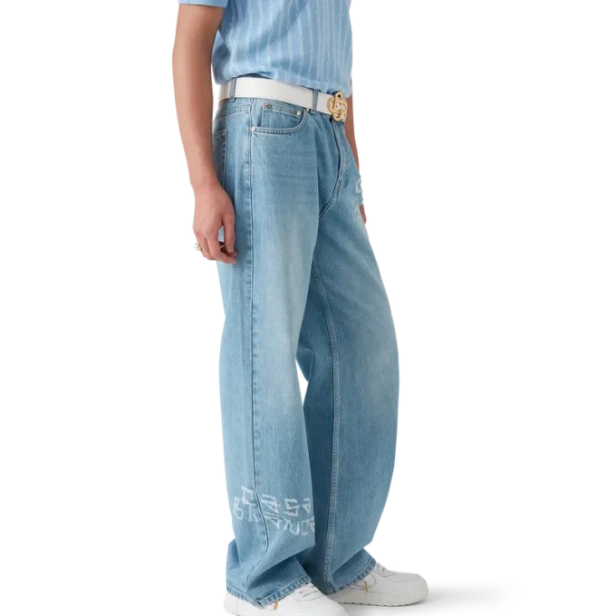 Graffiti-Jeans im Used-Look