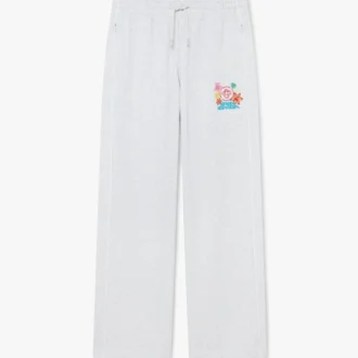 Graue, bestickte, verkürzte Jogginghose