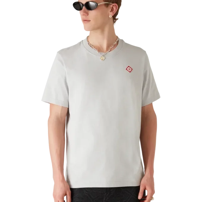Graues Kurzarm-T-Shirt mit Diamant-Logo