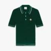 Grünes, gehäkeltes Kurzarm-Poloshirt