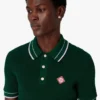 Grünes, gehäkeltes Kurzarm-Poloshirt
