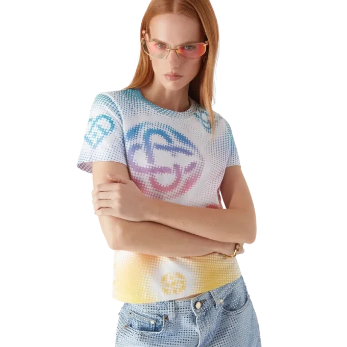 Halftone Logo Fitted Kurzarm-T-Shirt Halftone Logo Fitted Kurzarm-T-Shirt