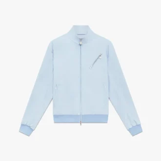 Hellblaue Jacquard-Jacke mit Reißverschluss