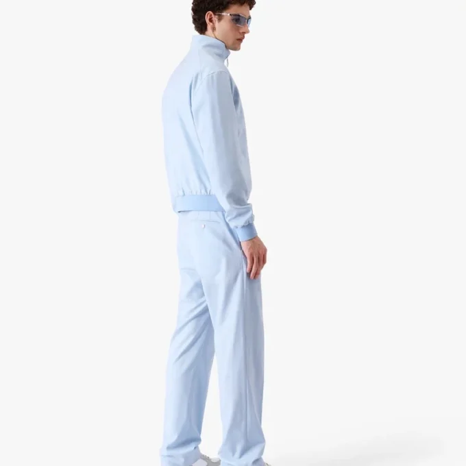 Hellblaue Jacquard-Jacke mit Reißverschluss