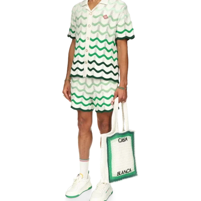 Häkel-Shorts mit wellenförmigem Farbverlauf