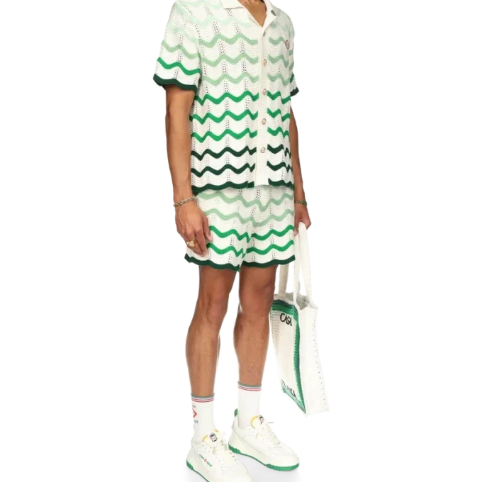 Häkel-Shorts mit wellenförmigem Farbverlauf