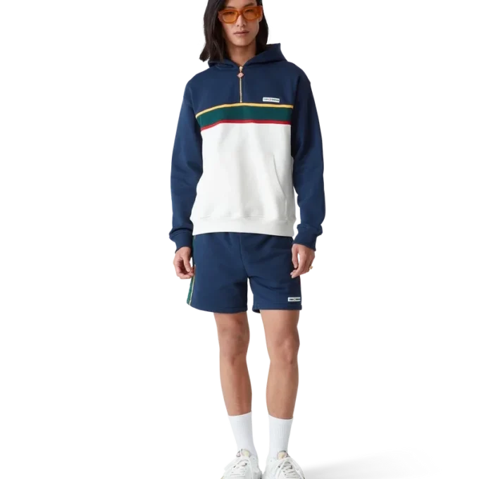 Hoodie mit Viertelreißverschluss und Farbblock-Design