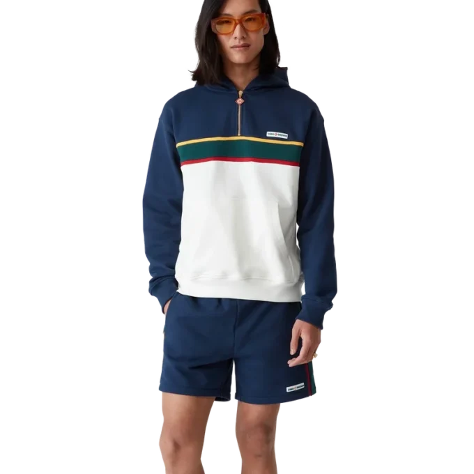 Hoodie mit Viertelreißverschluss und Farbblock-Design