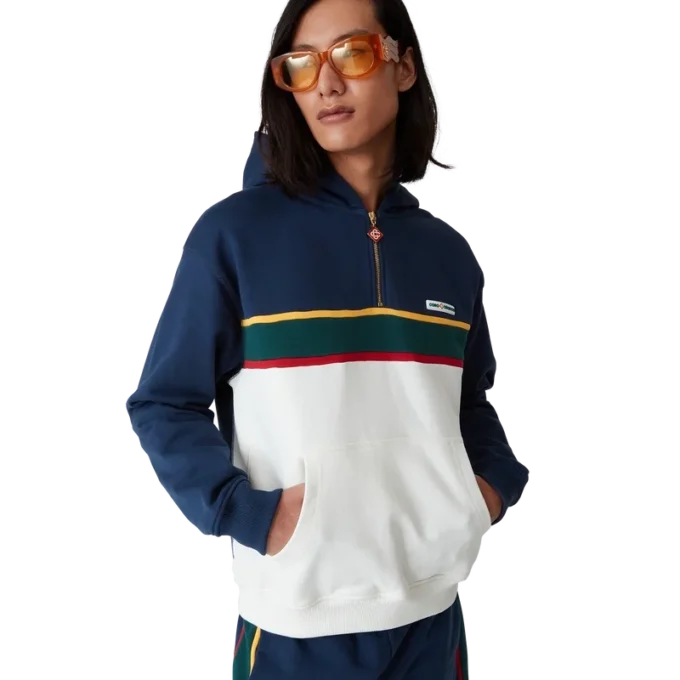 Hoodie mit Viertelreißverschluss und Farbblock-Design