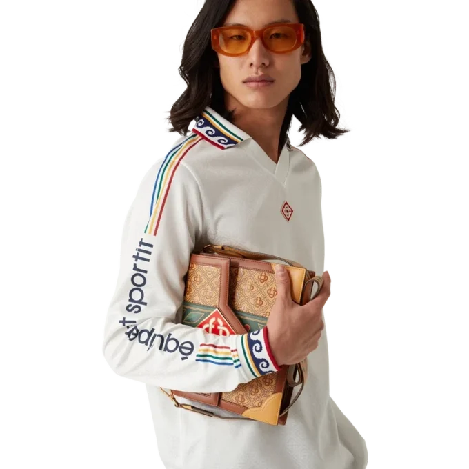 Jacquard-Monogramm-Fußball-Langarm-Hemd