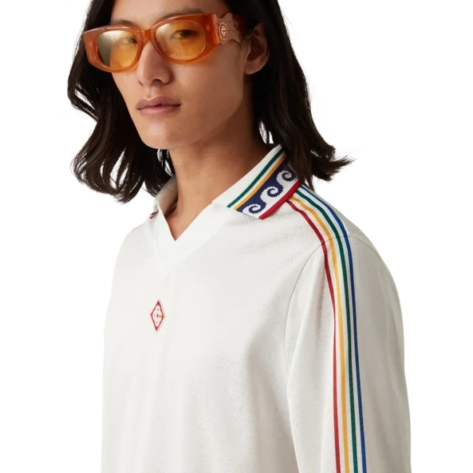 Jacquard-Monogramm-Fußball-Langarm-Hemd