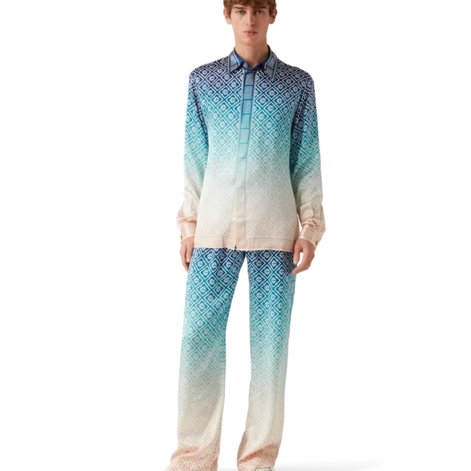 Jacquard-Seiden-Hose mit Farbverlauf