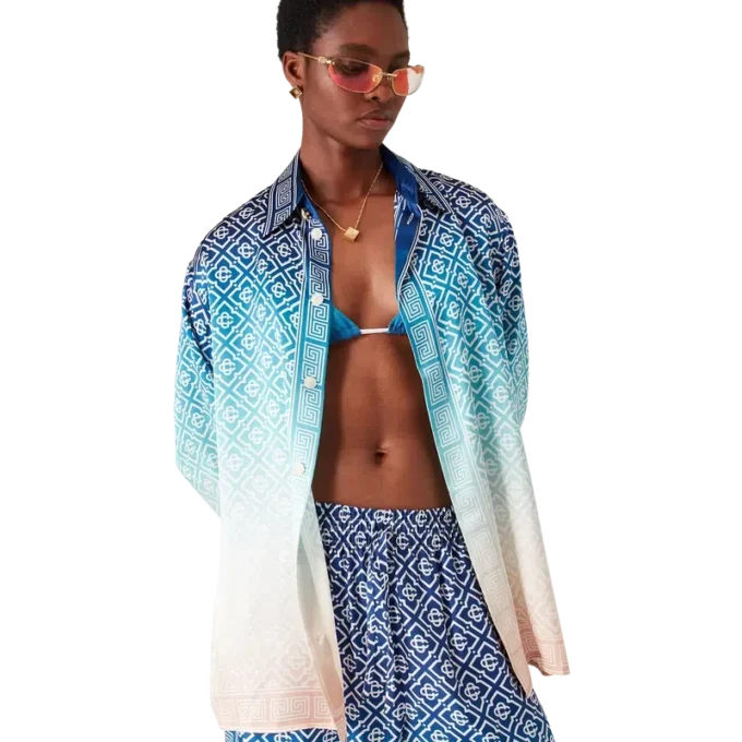 Jacquard-Seidenhemd mit Farbverlauf Jacquard-Seidenhemd mit Farbverlauf