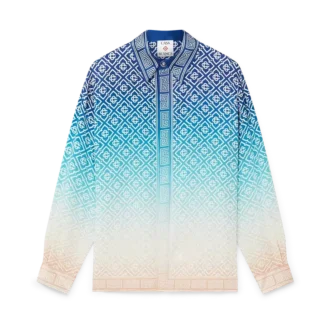 Jacquard-Seidenhemd mit Farbverlauf und langen Ärmeln Jacquard-Seidenhemd mit Farbverlauf und langen Ärmeln