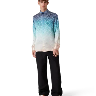 Jacquard-Seidenhemd mit Farbverlauf und langen Ärmeln Jacquard-Seidenhemd mit Farbverlauf und langen Ärmeln