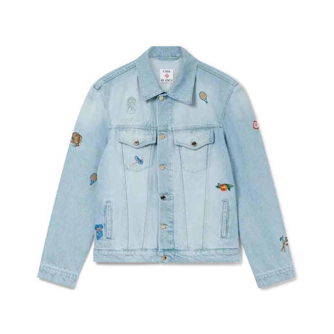 Jeansjacke mit gesticktem Motiv