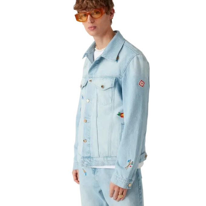 Jeansjacke mit gesticktem Motiv