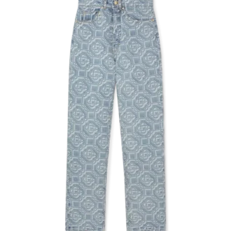 Klassische Monogram-Hose aus gebleichtem Denim