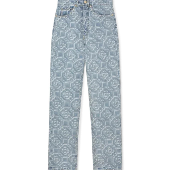 Klassische Monogram-Hose aus gebleichtem Denim