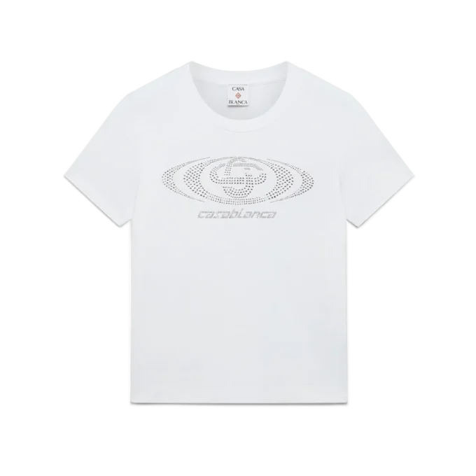 Kristall-Warped-Logo-T-Shirt mit kurzen Shorts und taillierter Passform