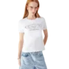 Kristall-Warped-Logo-T-Shirt mit kurzen Shorts und taillierter Passform