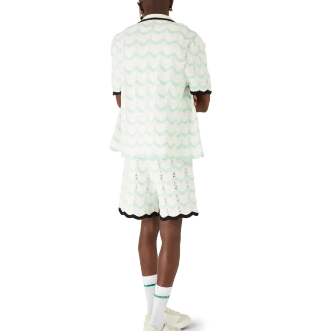 Kurzarm-Shirt aus Baumwollhäkelstoff mit Farbverlauf