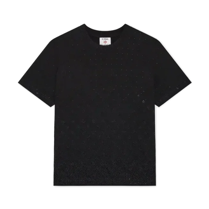 Kurzarm-T-Shirt mit Kristall-Monogramm-Logo