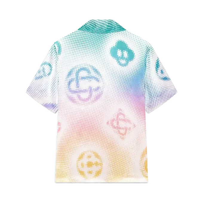 Kurzarmhemd mit Halbton-Logo und kubanischem Kragen